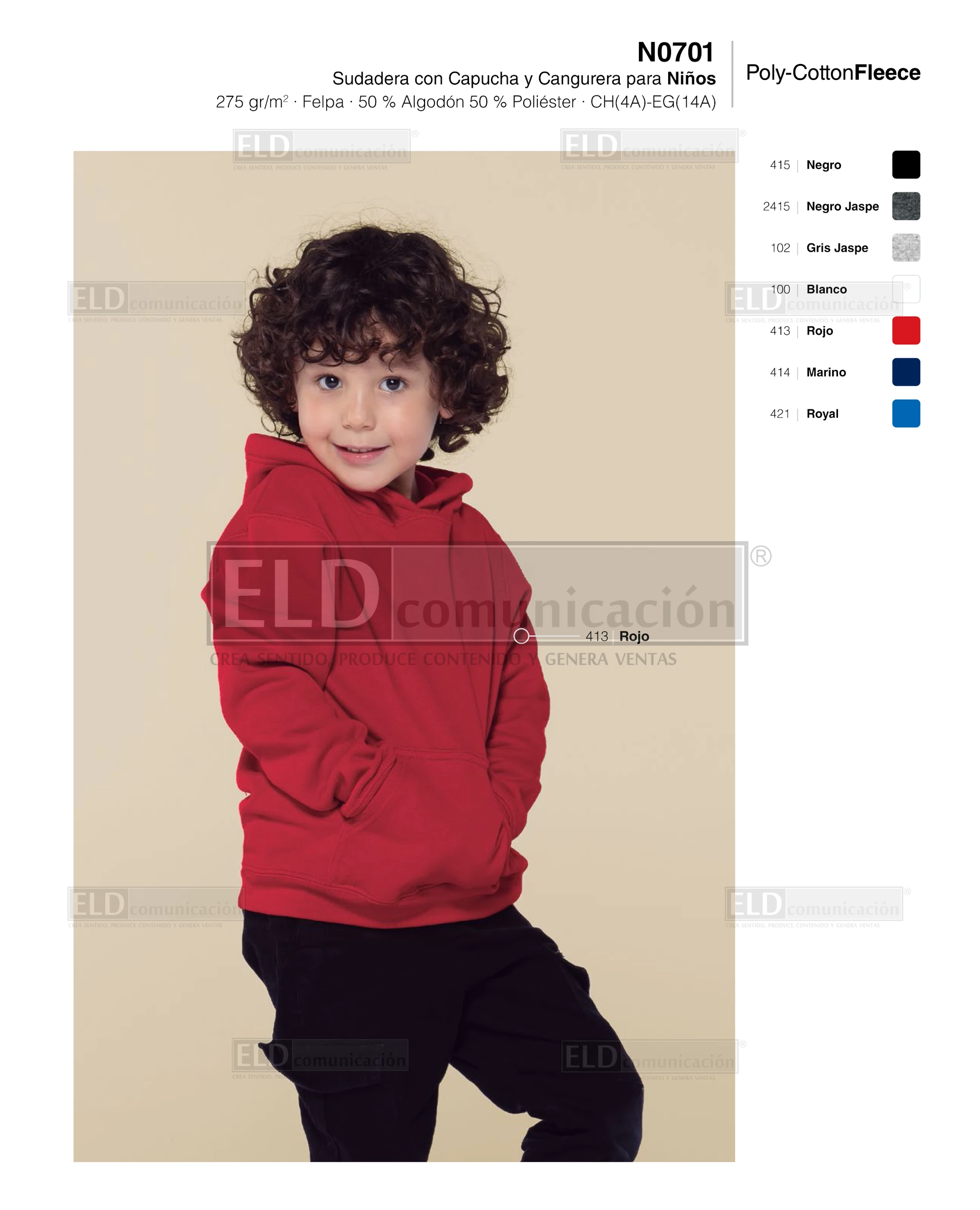 Sudadera yazbek nisex para ninos con capucha y cangurera modelo N0701